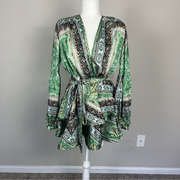 BRONX AND BANCO BEDOUIN MINI DRESS TIERED LONG SLEEVE SIZE MEDIUM REVOLVE - Picture 11 of 16